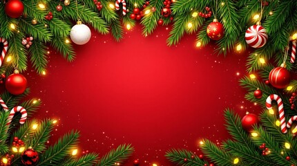 christmas background with christmas tree and balls