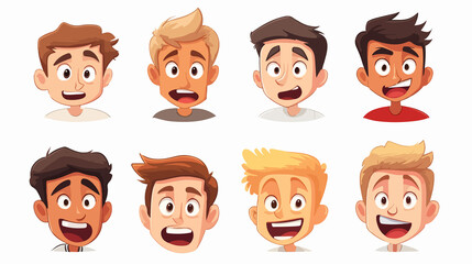 Diverse white boys displaying various facial expressions with SDGs cart