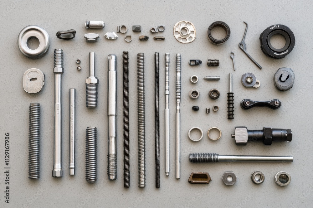 Leinwandbilder assorted car parts and tools such as bolts, nuts, spark plugs, and wrenches are organized for easy a