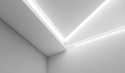 Modern minimalist corner ceiling with integrated LED strip lighting.