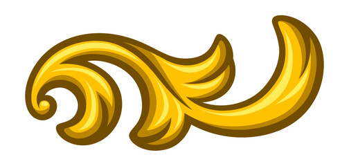 Floral element in baroque style. Decorative curling plant.