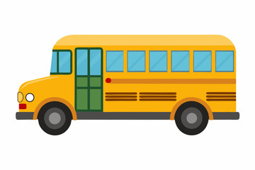 Colorful vector illustration of a classic yellow school bus, school bus vector art, back to school bus