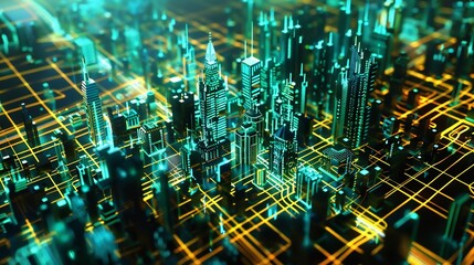 Neon Cityscape: A Futuristic Metropolis Illuminated by Vibrant Networks