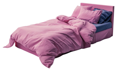 PNG  Modern pink bed with pillows