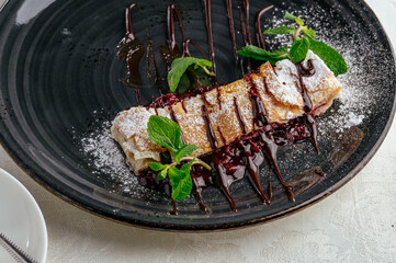 dessert on a plate. photos for the menu