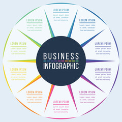 Obraz premium Infographic template business information 10 objects, steps, elements or options infographic design