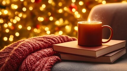 Obraz premium Cozy Christmas Reading Nook. Generative AI