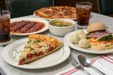 There is a New York style dishes on the table