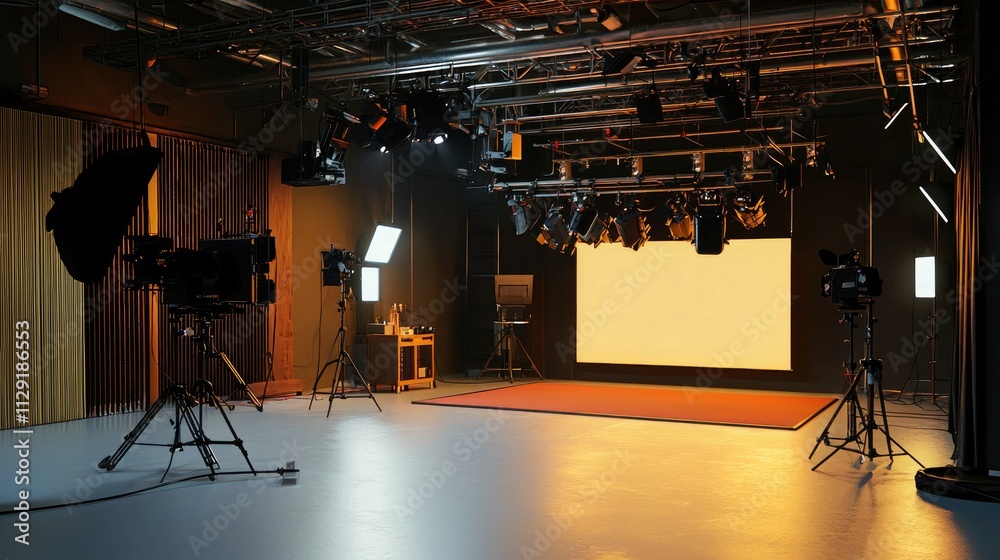 Poster studio set with props and lighting.