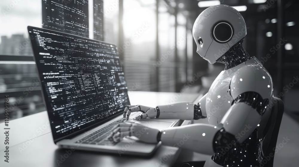 Poster streamlining onboarding processes using ai technology in a modern workspace setting