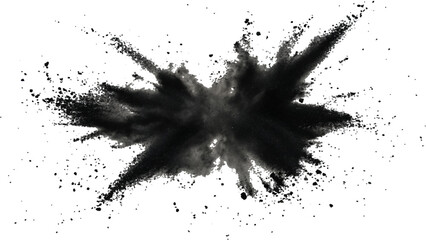 Black powder explosion with dark colors isolated white background. Abstract powder splatted on white background, Black vibrant paint black powder explosion with dark colors isolated white background.	
