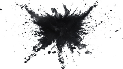 Black powder explosion with dark colors isolated white background. Abstract powder splatted on white background, Black vibrant paint black powder explosion with dark colors isolated white background.	