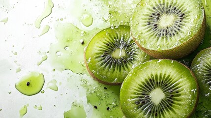 Fresh Kiwi Slices on White Background. Generative AI