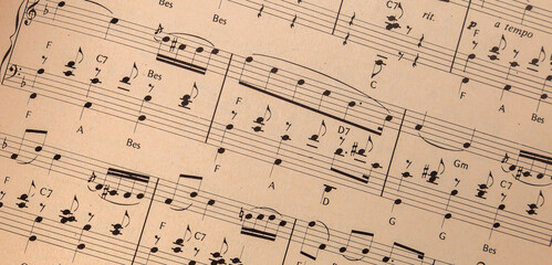 Obraz premium Grunge Musical Note Page 