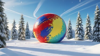 christmas ball on snow