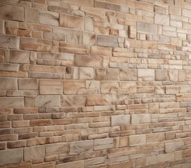 Obraz premium Beige ceramic brick tile wall with rustic texture and warm light, textured, traditional, interior