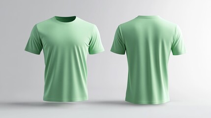 Mint Green T-Shirt Mockup on White Background. Generative AI