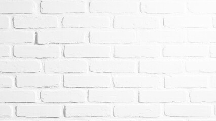 Fototapeta premium White Brick Wall Texture. Seamless background and texture of white brick tile wall. White brick wall suitable for background design in panorama format. Modern white brick tile wall texture background.