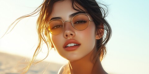Obraz premium Closeup of a girl wearing sunglasses