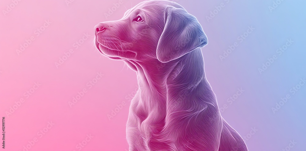 Poster A stylized illustration of a dog in a gradient background.