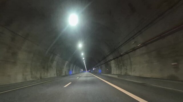 Full 5.7km time-lapse of the Marao Tunnel on the A4 motorway connecting Amarente and Vila Real, Portugal captured during the day.