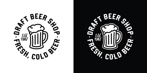 Original vector draft beer emblem in vintage style. T-shirt design.