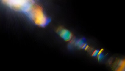 prism light leak texture for photo overlay and effect lens flare in abstract background bokeh effect with glow and magical lights on black background generative ai