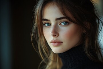 Naklejka premium Girl with Freckles Golden Hour Portrait