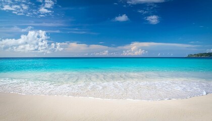sea beach with white sand beach blue sky with clouds summer holiday background ai generate
