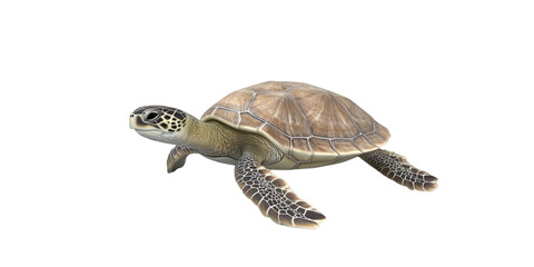 Obraz premium Swimming Sea Turtle Isolated on White Background 