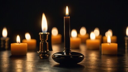 Minimalist Candle in Low Light &ndash; Elegant and atmospheric candle design, perfect for ads, branding, and decor visuals