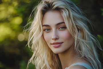 Naklejka premium Portrait of a Young Woman with Blonde Hair