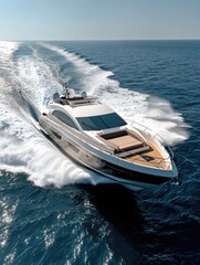 Fototapeta premium Large white boat on calm sea