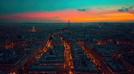 Fototapeta premium Sonnenuntergang über der städtischen Skyline
