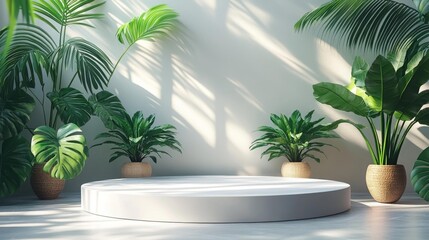 Fototapeta premium Modern Plant Display Podium. Generative AI