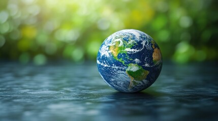 Earth Globe on Green Background
