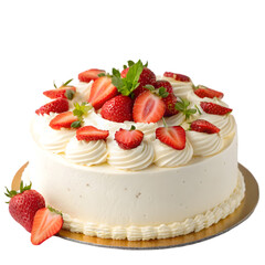 Delicious cake with glaze and strawberries