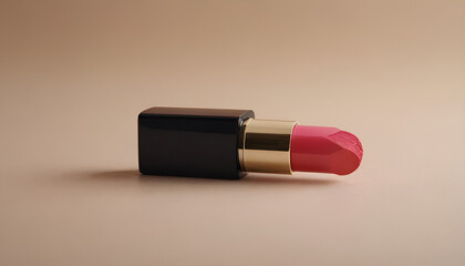 Premium Pink Lipstick with Gold Accents in Minimalist Setting