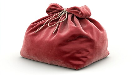 Obraz premium A vibrant stylized graphic featuring a red Christmas sack tied with a green ribbon, perfect for holiday-themed designs and festive decorations.