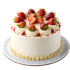 Delicious cake with glaze and strawberries