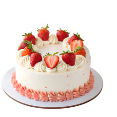 Delicious cake with glaze and strawberries