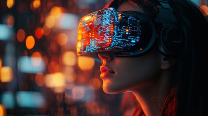 Virtual onboarding experience with advanced technology for new employees in a modern workspace