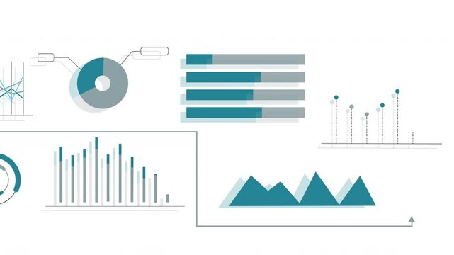 Infographics, charts and diagrams for market data analysis and statistics. 4K animation.