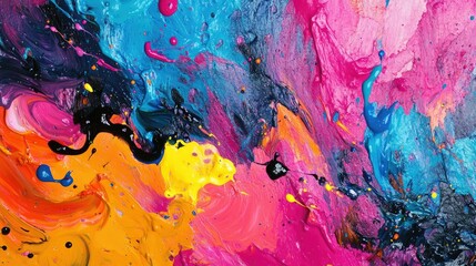 Abstract paint splashes in dynamic display