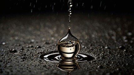 Obraz premium Minimalist Water Drop on Black Background – Elegant and simple water drop design for ads and branding