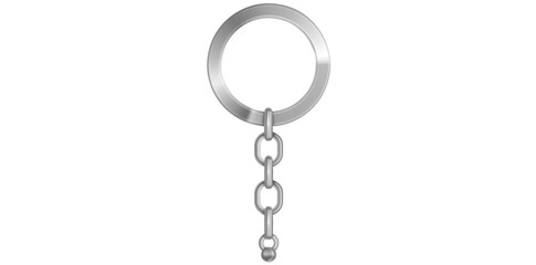 Realistic Silver Key Chain With Metal Ring Vector Illustration.	
