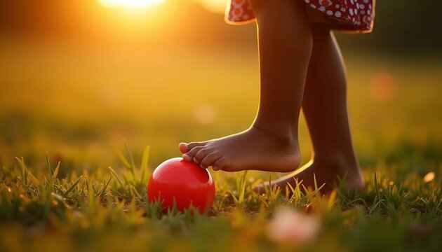 legs of a child with a small ball