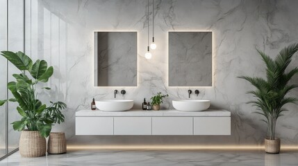 Fototapeta premium Luxurious Bathroom Double Sink Setup