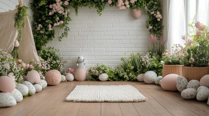 Easter-Themed Children's Room Decor for Product Display. Generative AI