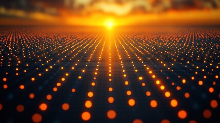 Fototapeta premium Abstract Digital Sunset Landscape